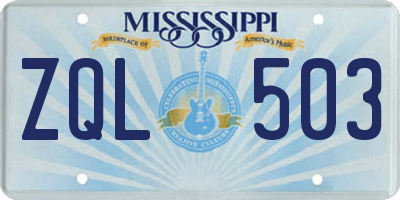 MS license plate ZQL503