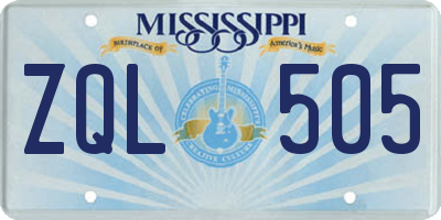 MS license plate ZQL505