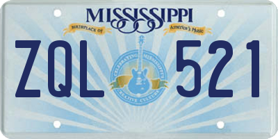 MS license plate ZQL521