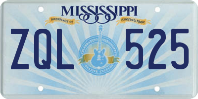 MS license plate ZQL525