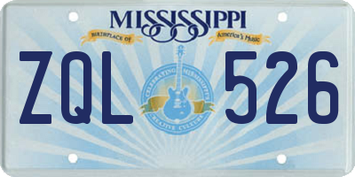 MS license plate ZQL526