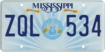 MS license plate ZQL534