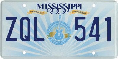 MS license plate ZQL541