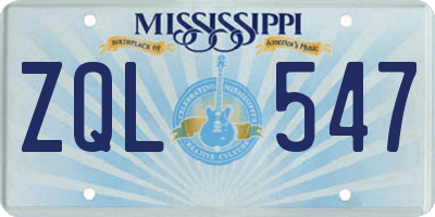 MS license plate ZQL547