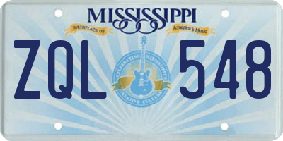 MS license plate ZQL548