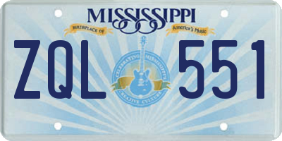 MS license plate ZQL551