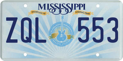 MS license plate ZQL553