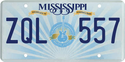 MS license plate ZQL557