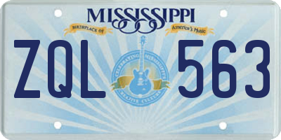 MS license plate ZQL563