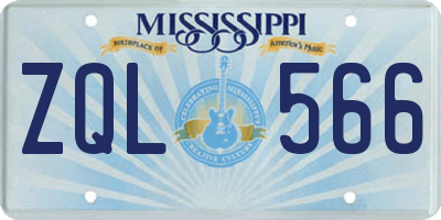 MS license plate ZQL566