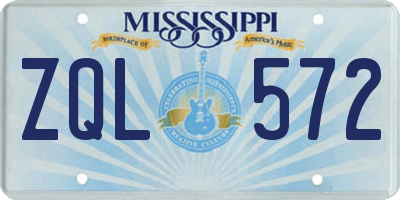 MS license plate ZQL572