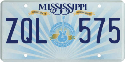 MS license plate ZQL575