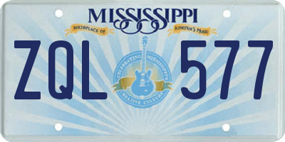 MS license plate ZQL577