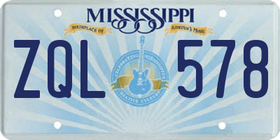 MS license plate ZQL578