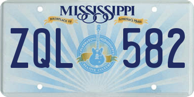 MS license plate ZQL582