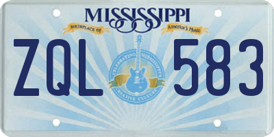 MS license plate ZQL583