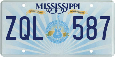 MS license plate ZQL587