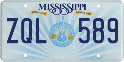 MS license plate ZQL589