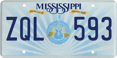 MS license plate ZQL593