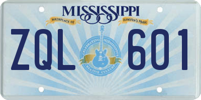 MS license plate ZQL601