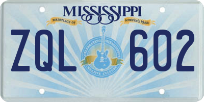 MS license plate ZQL602