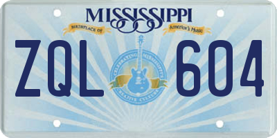 MS license plate ZQL604