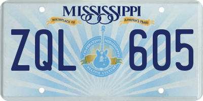 MS license plate ZQL605