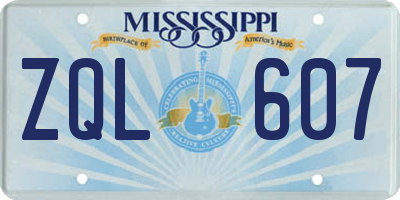 MS license plate ZQL607