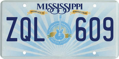 MS license plate ZQL609