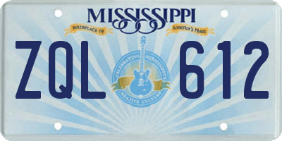 MS license plate ZQL612