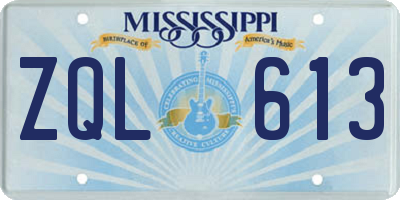 MS license plate ZQL613