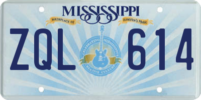 MS license plate ZQL614