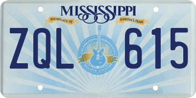 MS license plate ZQL615