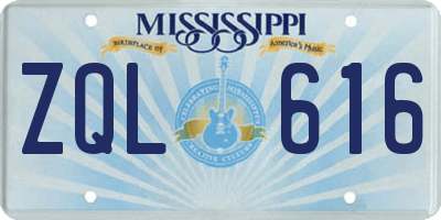 MS license plate ZQL616