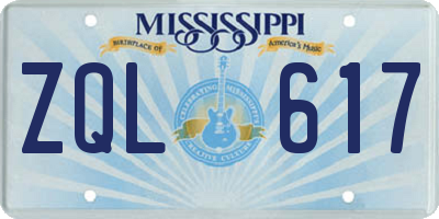 MS license plate ZQL617