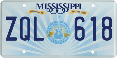 MS license plate ZQL618