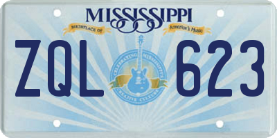 MS license plate ZQL623