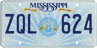 MS license plate ZQL624