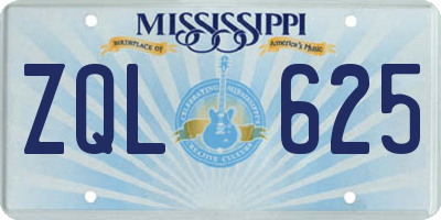 MS license plate ZQL625