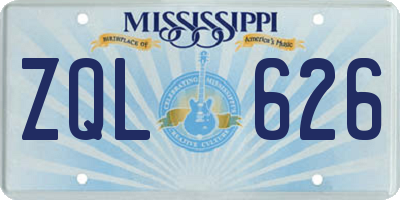 MS license plate ZQL626