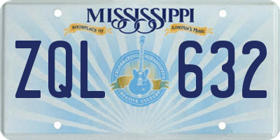 MS license plate ZQL632