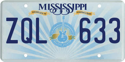 MS license plate ZQL633