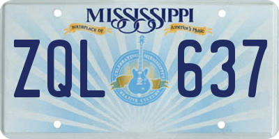 MS license plate ZQL637