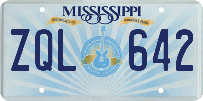 MS license plate ZQL642