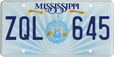 MS license plate ZQL645