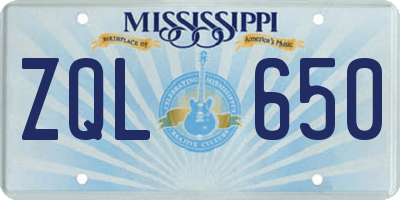 MS license plate ZQL650