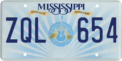 MS license plate ZQL654