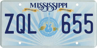 MS license plate ZQL655