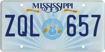 MS license plate ZQL657