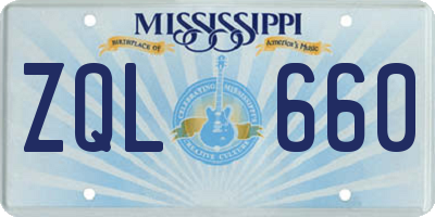 MS license plate ZQL660